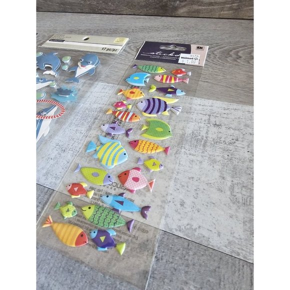 Sticker Lot Ocean Fish Sharks Dolphins Beach Scrapbooking 3D Stickers RARE #43 - Picture 4 of 10